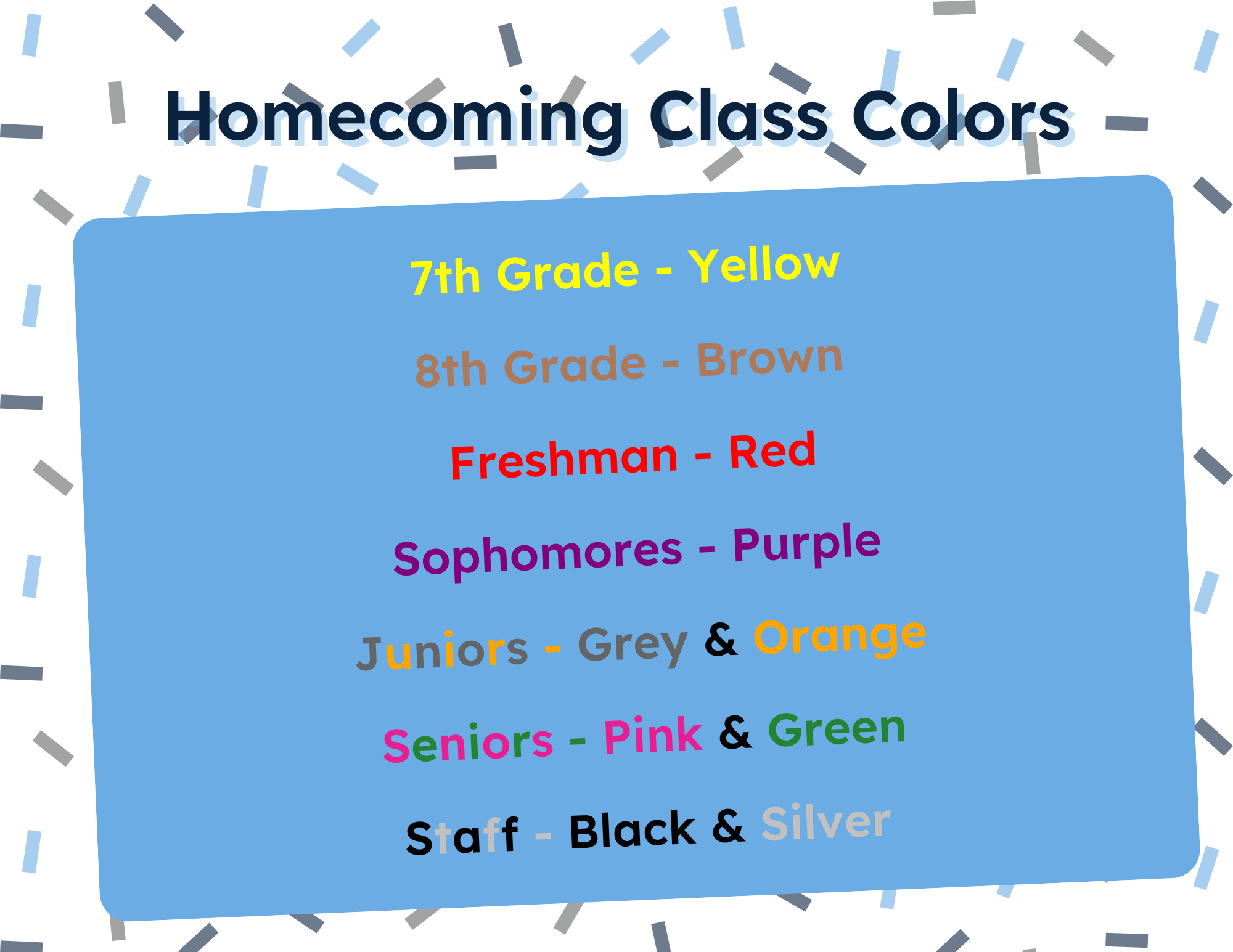 Homecoming Class Colors